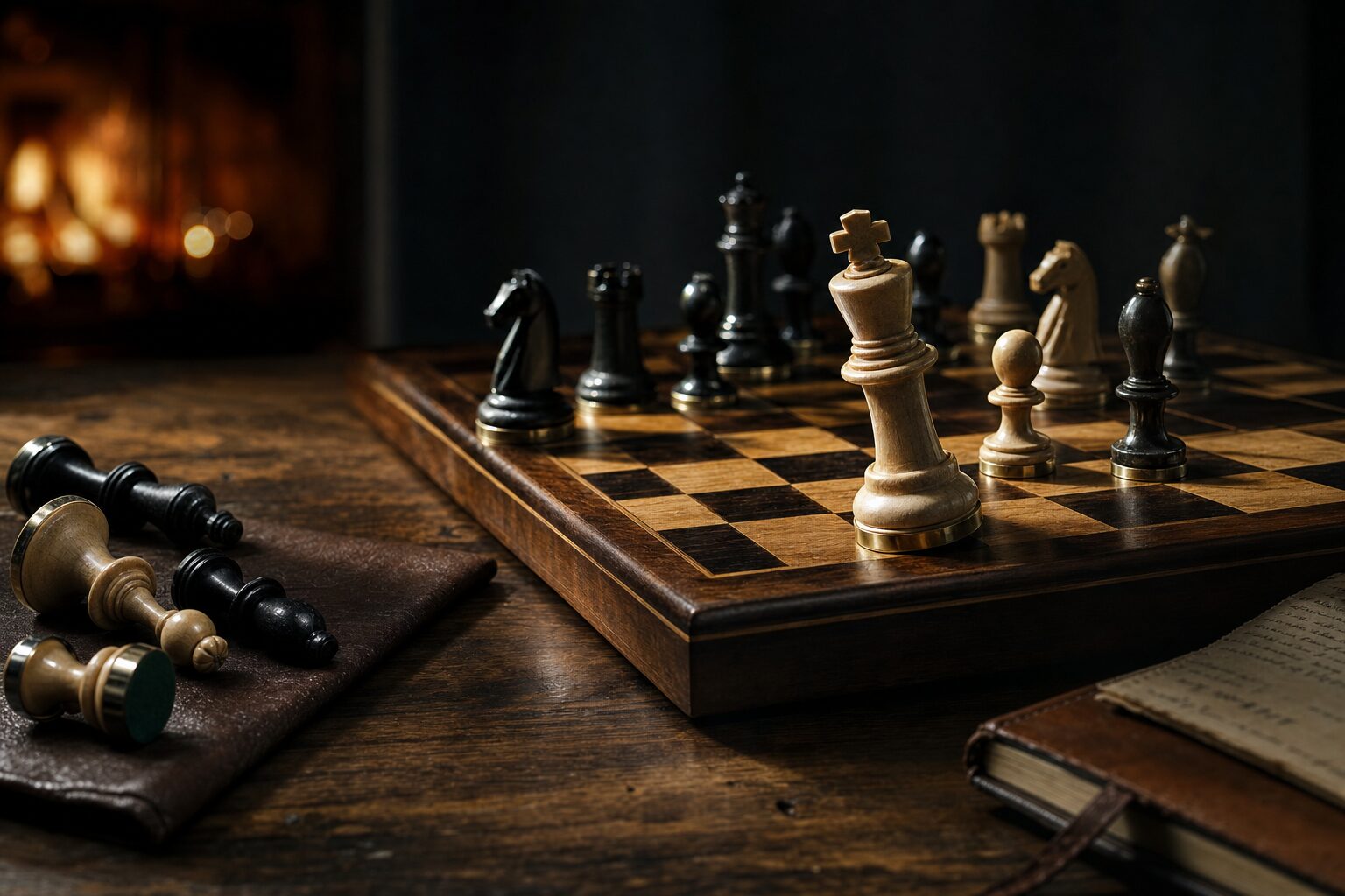 Schachbrett mit klar positionierten Figuren als Sinnbild für Antiziele, strategische Entscheidungen und das Leben als Spiel